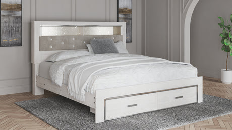Altyra White King Storage Bed, Dresser, Mirror, Chest and Nightstand - Ornate Home