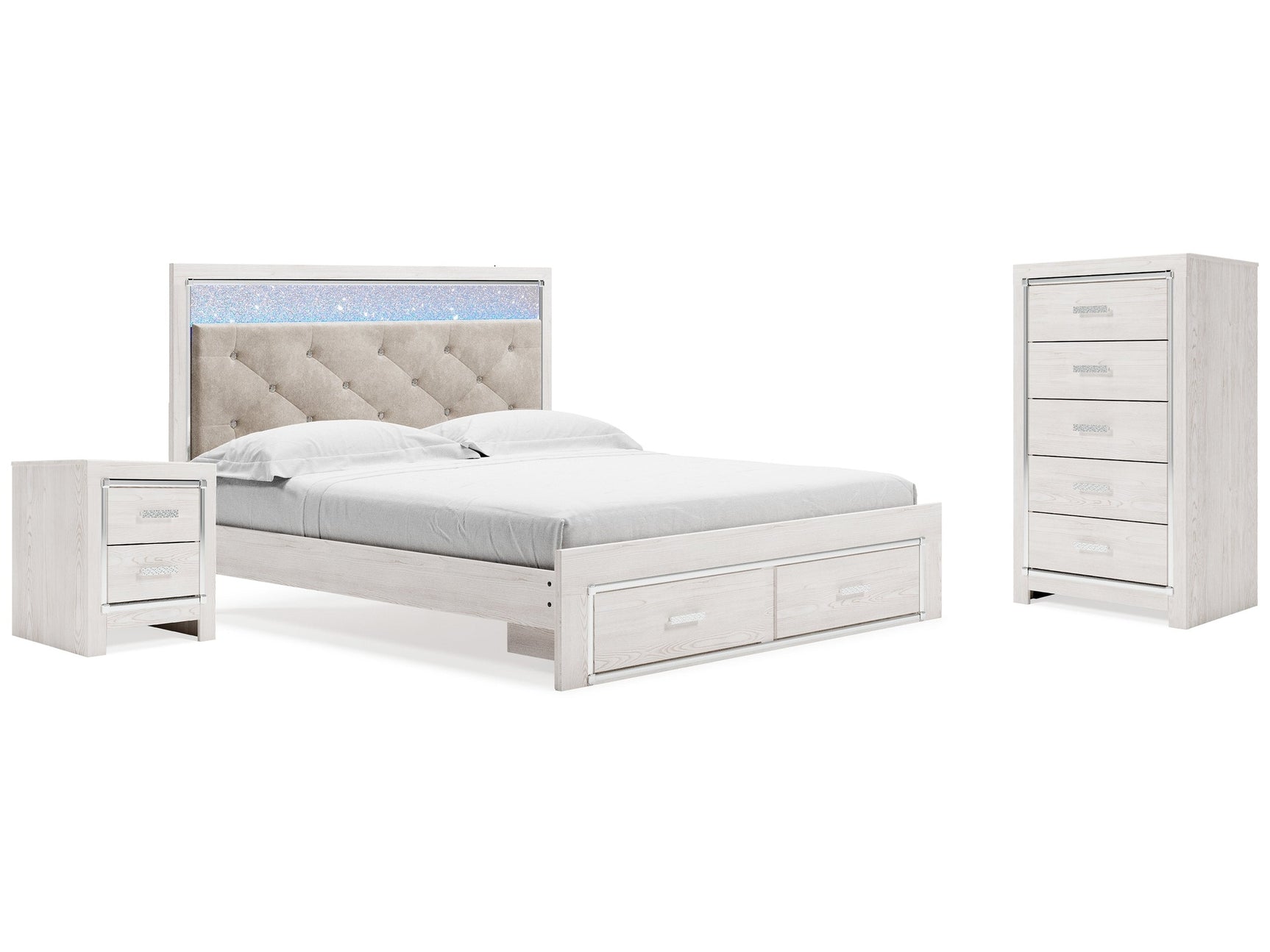 Altyra White King Storage Bedroom Set with Chest and Nightstand (Online Special Price) - Ornate Home