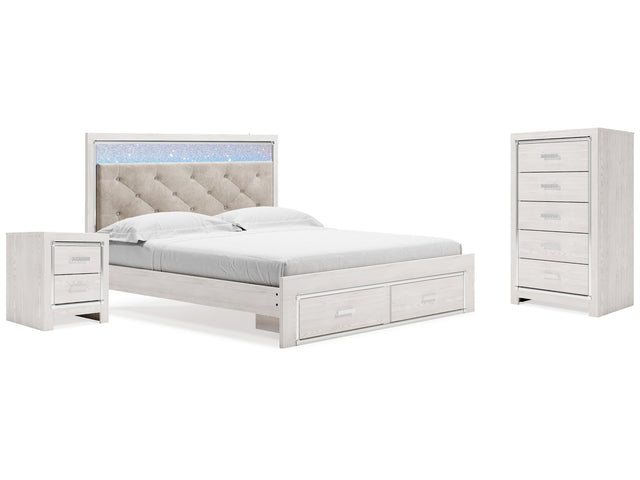 Altyra White King Storage Bedroom Set with Chest and Nightstand (Online Special Price) - Ornate Home