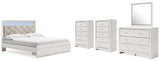 Altyra White King Storage Bedroom Set with Dresser, Mirror and 2 Chests - Ornate Home