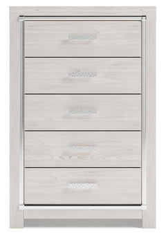 Altyra White King Storage Bedroom Set with Dresser, Mirror and 2 Chests - Ornate Home