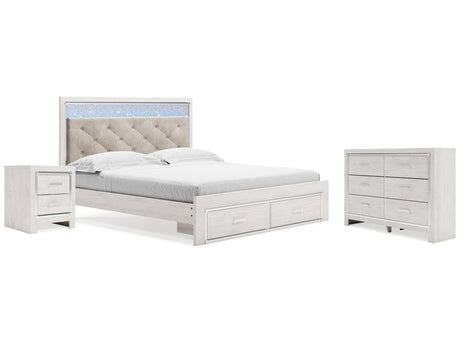 Altyra White King Storage Bedroom Set with Dresser and Nightstand - Ornate Home