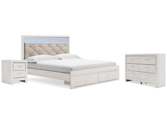 Altyra White King Storage Bedroom Set with Dresser and Nightstand - Ornate Home
