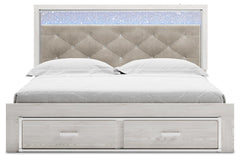 Altyra White King Storage Panel Bed and Nightstand - Ornate Home