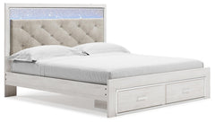 Altyra White King Storage Panel Bed and Nightstand - Ornate Home
