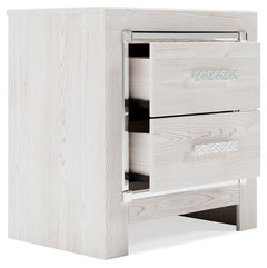 Altyra White King Storage Panel Bed and Nightstand - Ornate Home