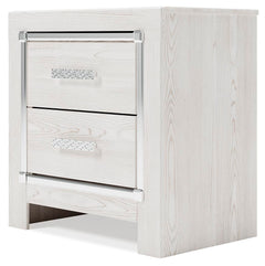 Altyra White King Storage Panel Bed and Nightstand - Ornate Home
