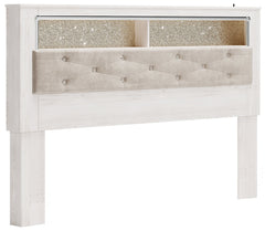Altyra White King Upholstered Panel Bookcase Headboard - Ornate Home
