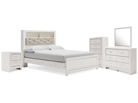 Altyra White Queen Bookcase Bed, Dresser, Chest and Nightstand - Ornate Home