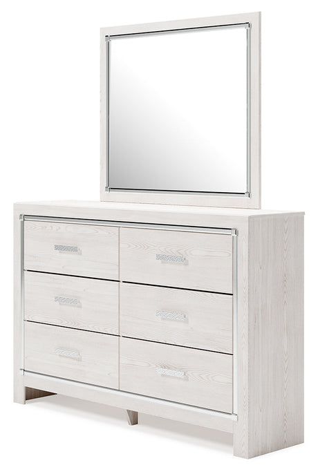 Altyra White Queen Bookcase Panel Bedroom Set with Dresser, Mirror and Chest - Ornate Home