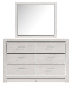 Altyra White Queen Bookcase Panel Bedroom Set with Dresser, Mirror and Chest - Ornate Home