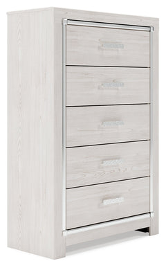 Altyra White Queen Bookcase Panel Bedroom Set with Dresser, Mirror and Chest - Ornate Home