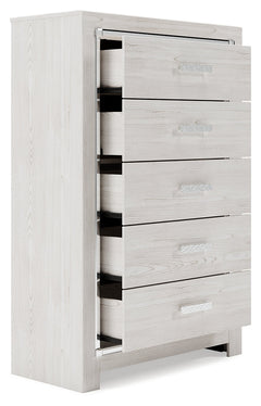 Altyra White Queen Bookcase Panel Bedroom Set with Dresser, Mirror and Chest - Ornate Home
