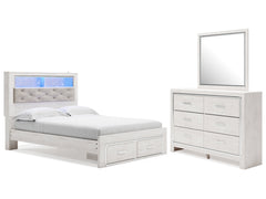 Altyra White Queen Bookcase Storage Bed, Dresser and Mirror - Ornate Home