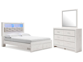 Altyra White Queen Bookcase Storage Bed, Dresser and Mirror - Ornate Home