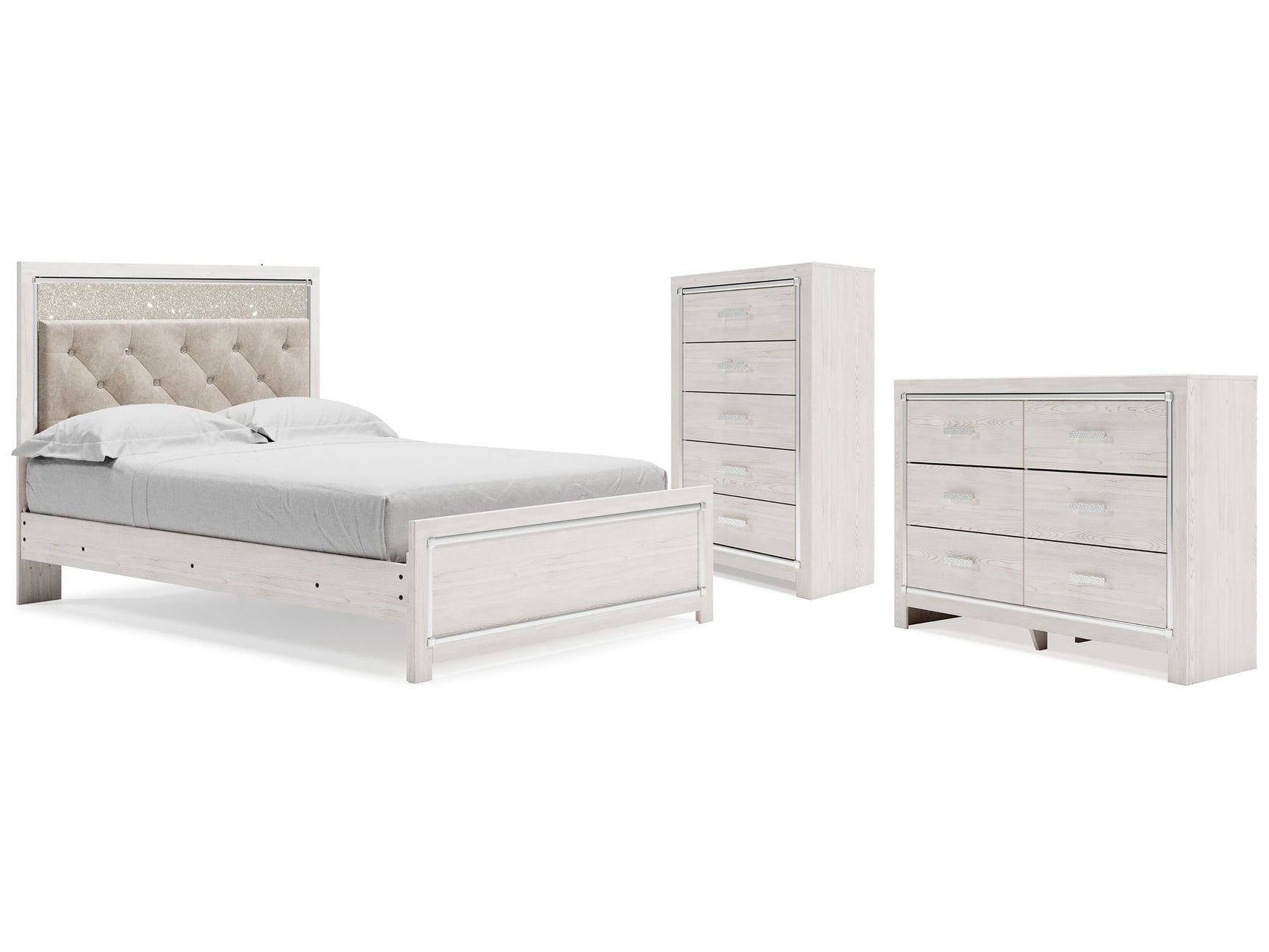 Altyra White Queen Panel Bedroom Set with Dresser and Chest - Ornate Home