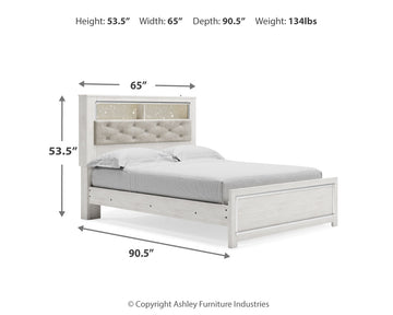 Altyra White Queen Panel Bookcase Bed - Ornate Home