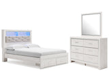 Altyra White Queen Panel Storage Bed, Dresser, Mirror and 2 Nightstands (Online Special Price) - Ornate Home