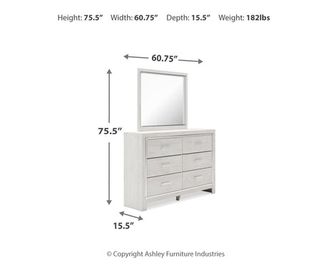 Altyra White Queen Panel Storage Bed, Dresser, Mirror and 2 Nightstands - Ornate Home