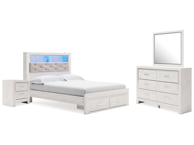 Altyra White Queen Panel Storage Bedroom Set with Dresser, Mirror and Nightstand - Ornate Home