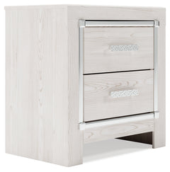 Altyra White Queen Panel Storage Bedroom Set with Mirrored Dresser and Nightstand - Ornate Home