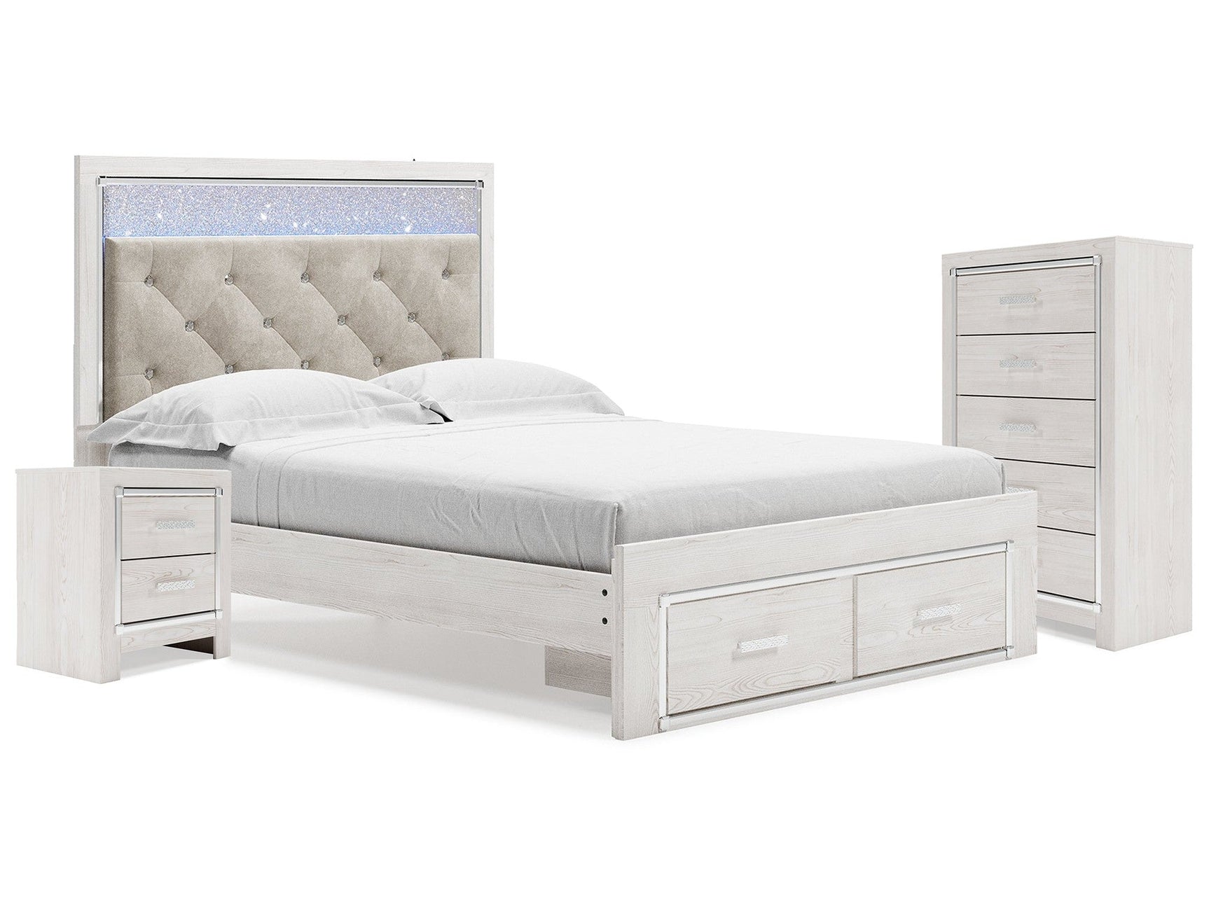 Altyra White Queen Storage Bedroom Set with Chest and Nightstand (Online Special Price) - Ornate Home