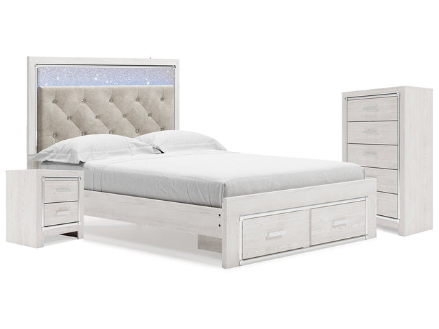 Altyra White Queen Storage Bedroom Set with Chest and Nightstand - Ornate Home