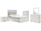 Altyra White Queen Storage Bedroom Set with Dresser Mirror, Chest and 2 Nightstands - Ornate Home