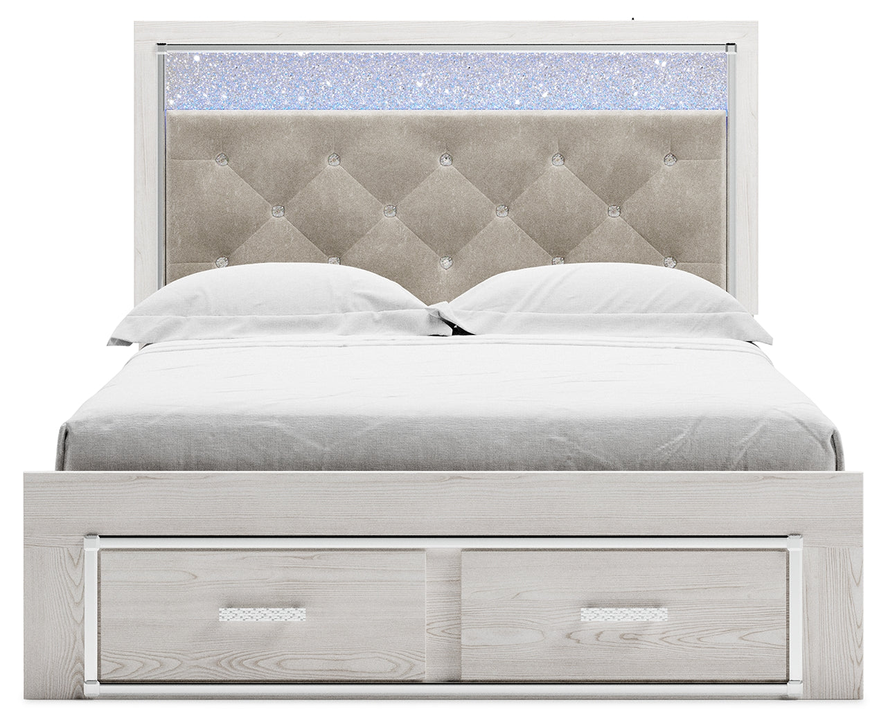 Altyra White Queen Storage Bedroom Set with Dresser Mirror, Chest and 2 Nightstands - Ornate Home
