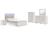 Altyra White Queen Storage Bedroom Set with Dresser, Mirror, Chest and Nightstand - Ornate Home