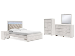 Altyra White Queen Storage Bedroom Set with Dresser, Mirror, Chest and Nightstand - Ornate Home