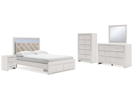 Altyra White Queen Storage Bedroom Set with Dresser, Mirror, Chest and Nightstand - Ornate Home