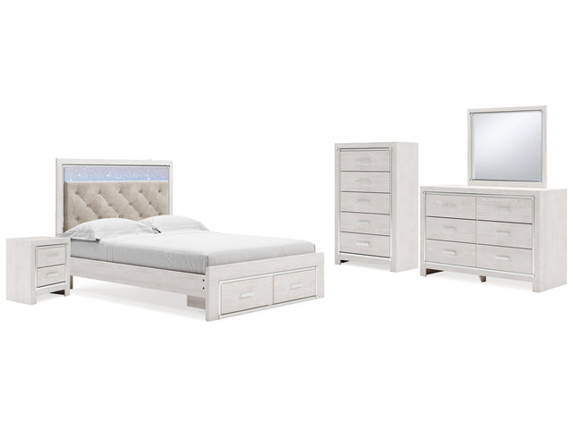 Altyra White Queen Storage Bedroom Set with Dresser, Mirror, Chest and Nightstand - Ornate Home