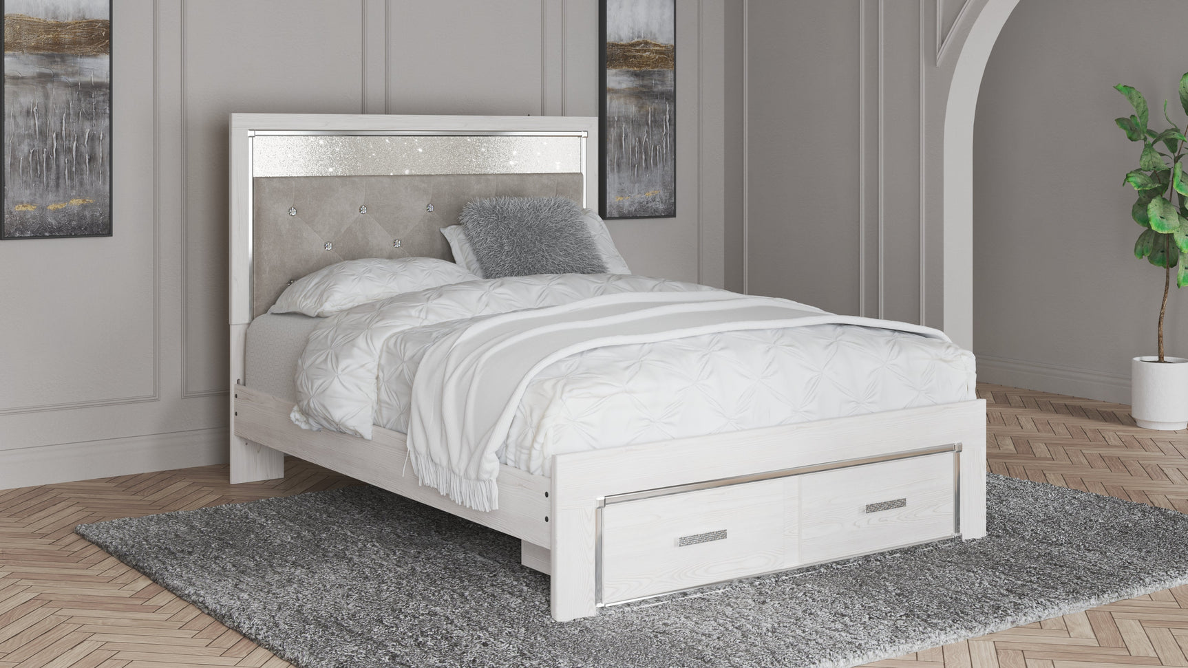 Altyra White Queen Storage Bedroom Set with Dresser and Chest (Online Special Price) - Ornate Home
