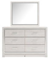 Altyra White Queen Upholstered Panel Bed, Dresser and Mirror (Online Special Price) - Ornate Home