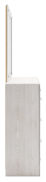 Altyra White Queen Upholstered Panel Bed With Bookcase, Dresser and Mirror - Ornate Home