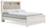 Altyra White Queen Upholstered Panel Bed With Bookcase, Dresser and Mirror - Ornate Home