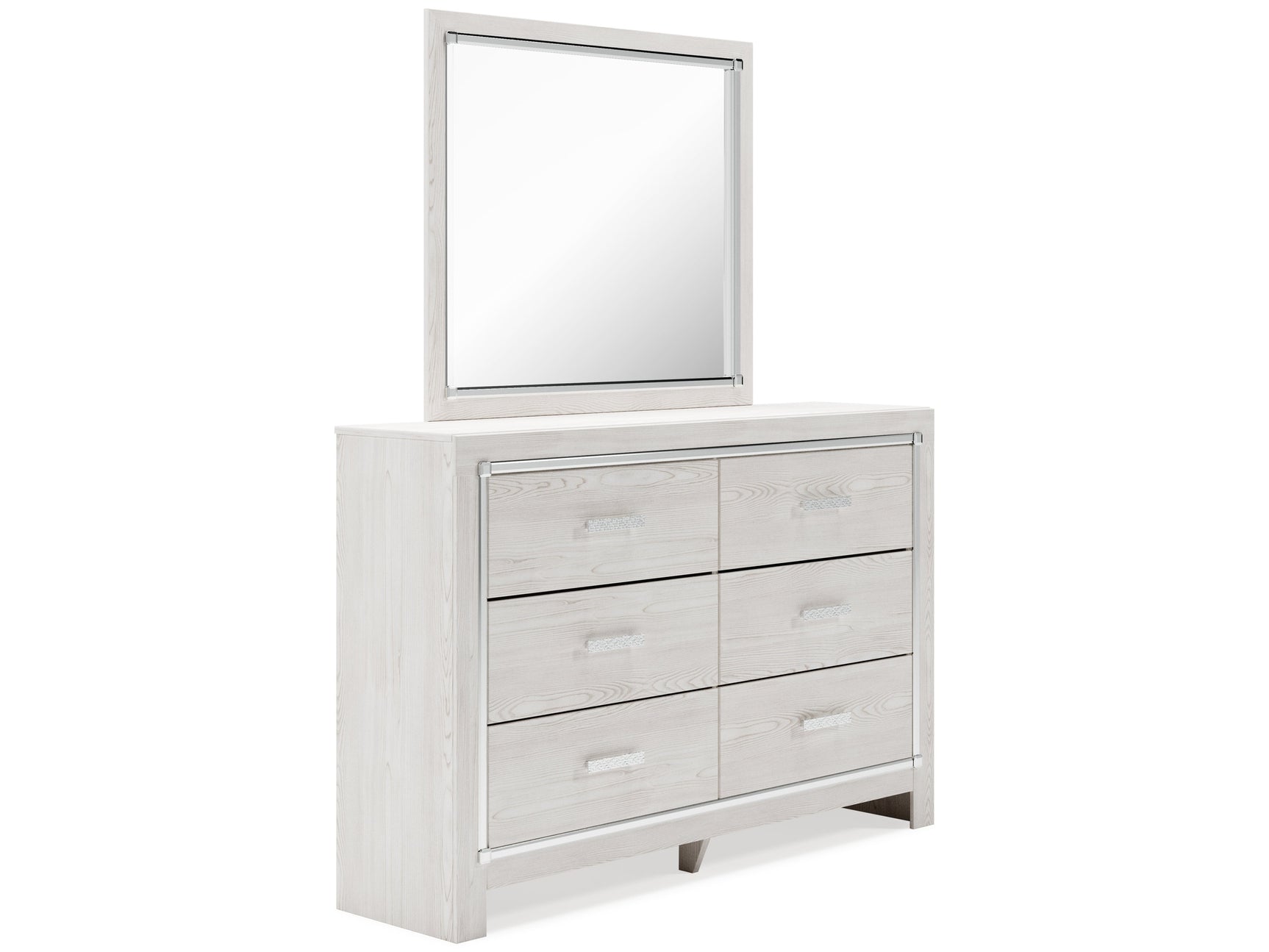 Altyra White Queen Upholstered Panel Bedroom Set with Dresser, Mirror, Chest and 2 Nightstands (Online Special Price) - Ornate Home