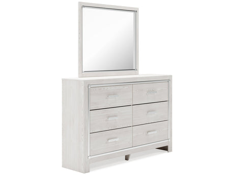 Altyra White Queen Upholstered Panel Bedroom Set with Dresser, Mirror, Chest and 2 Nightstands - Ornate Home
