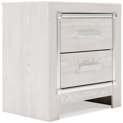Altyra White Queen Upholstered Panel Bedroom Set with Dresser, Mirror, Chest and 2 Nightstands - Ornate Home