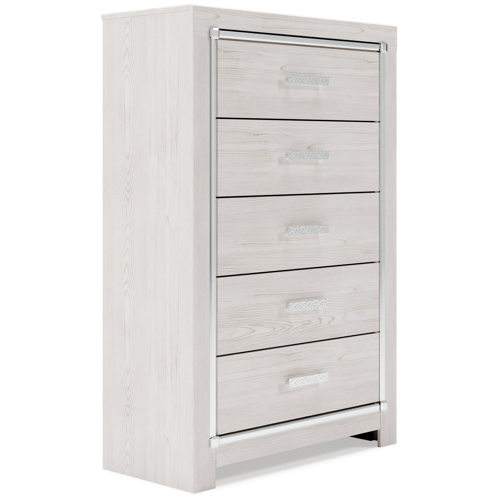 Altyra White Queen Upholstered Panel Bedroom Set with Dresser, Mirror, and Chest (Online Special Price) - Ornate Home