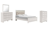 Altyra White Queen Upholstered Panel Bedroom Set with Dresser, Mirror, and Chest (Online Special Price) - Ornate Home