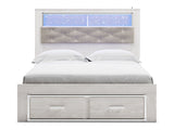 Altyra White Queen Upholstered Panel Bookcase Headboard (Online Special Price) - Ornate Home