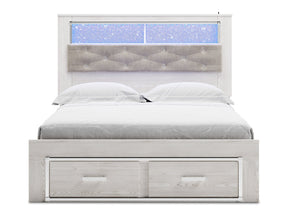 Altyra White Queen Upholstered Panel Bookcase Headboard (Online Special Price) - Ornate Home