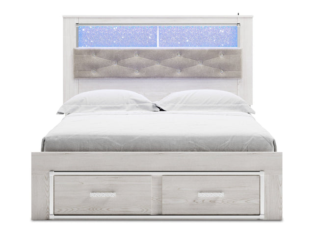 Altyra White Queen Upholstered Panel Bookcase Headboard (Online Special Price) - Ornate Home