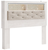 Altyra White Queen Upholstered Panel Bookcase Headboard - Ornate Home