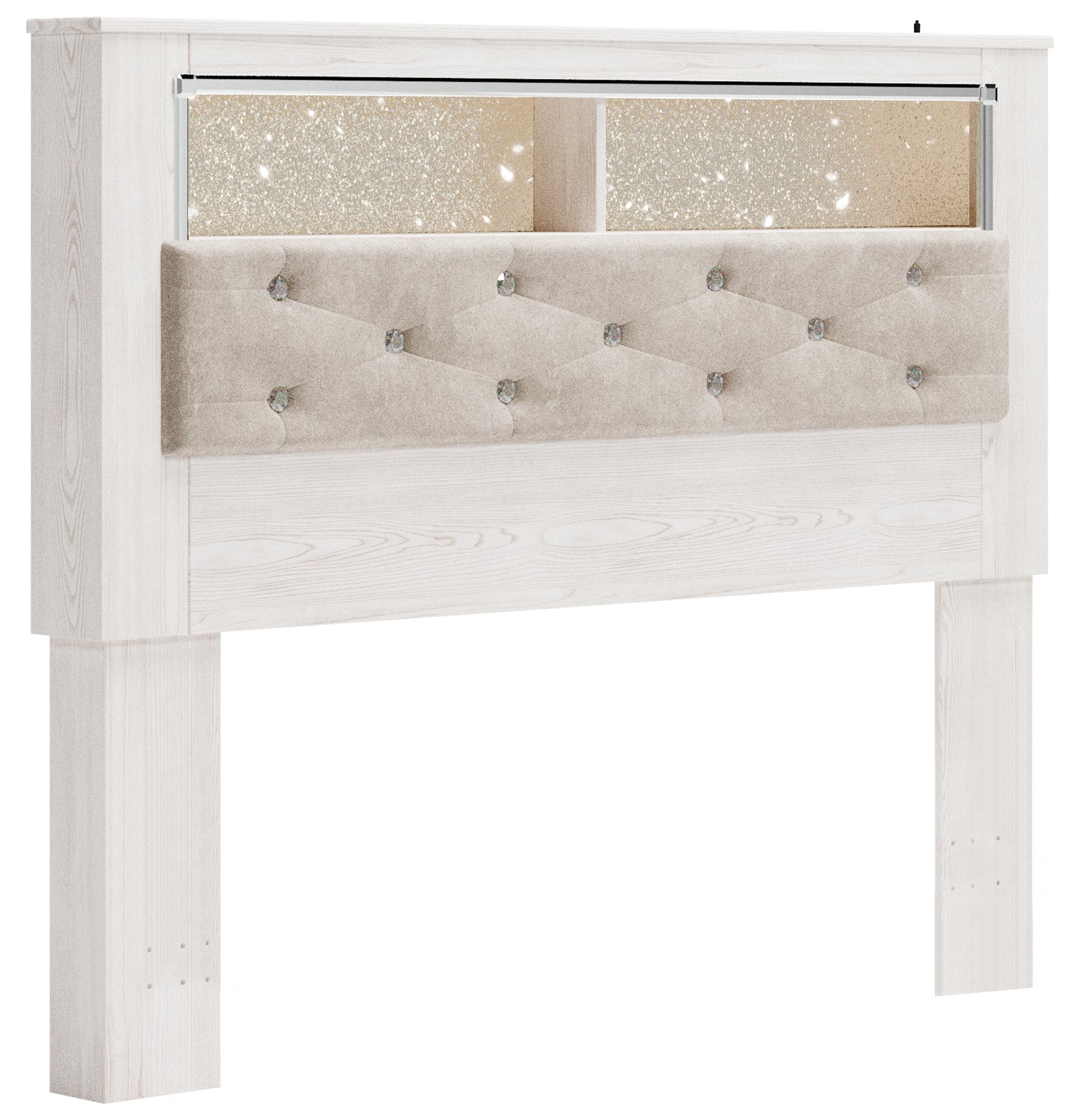 Altyra White Queen Upholstered Panel Bookcase Headboard - Ornate Home