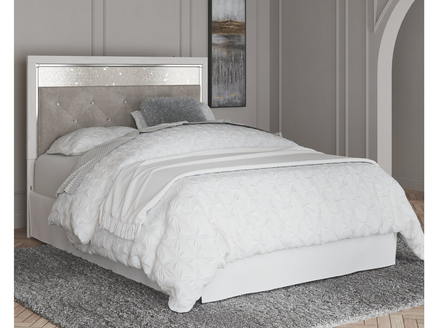 Altyra White Queen Upholstered Panel Headboard (Online Special Price) - Ornate Home