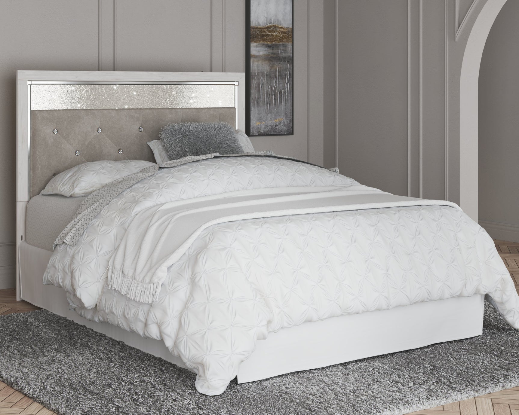 Altyra White Queen Upholstered Panel Headboard (Online Special Price) - Ornate Home