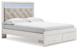 Altyra White Queen Upholstered Panel Storage Bed, Dresser and Mirror (Online Special Price) - Ornate Home